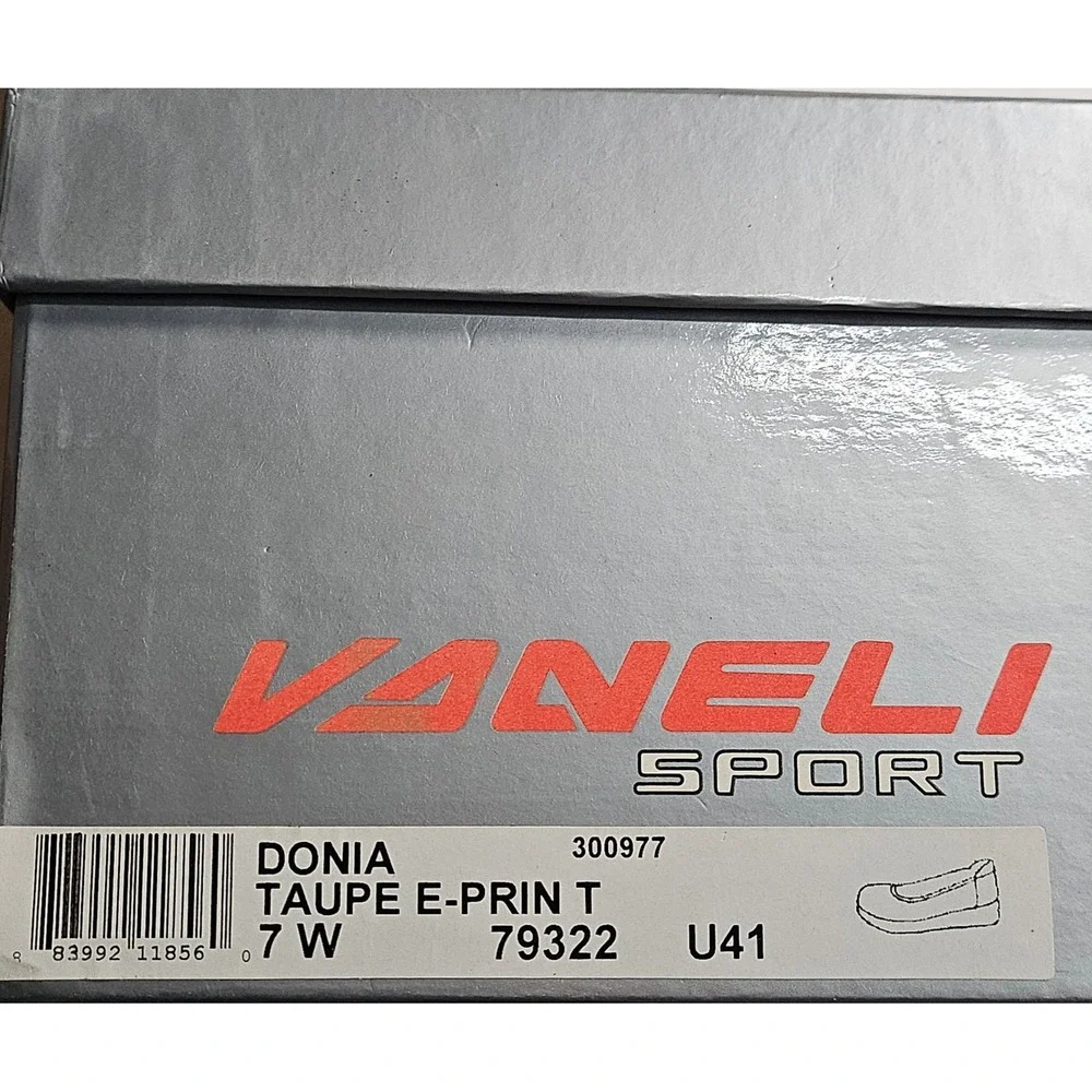 Vaneli Sport Donia Taupe E Printed Leather Ballet Wedge Pumps Women's 7Wide NEW‎